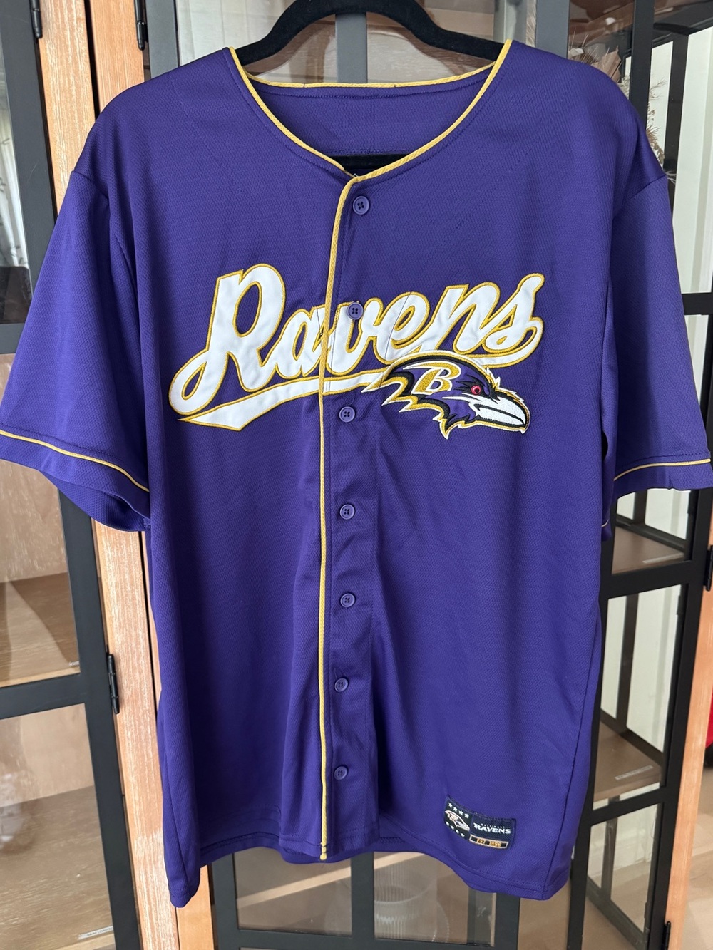 NFL Baltimore Ravens button up baseball jersey short sleeve football embroidered